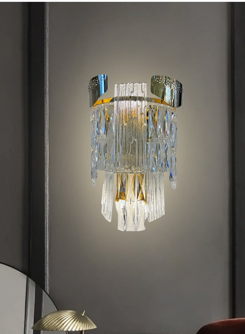 Modern Crystal Wall Lamp Gold for Living Room, Bedroom, Entryway, Hallway