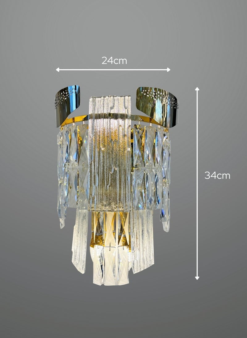 Modern Crystal Wall Lamp Gold for Living Room, Bedroom, Entryway, Hallway