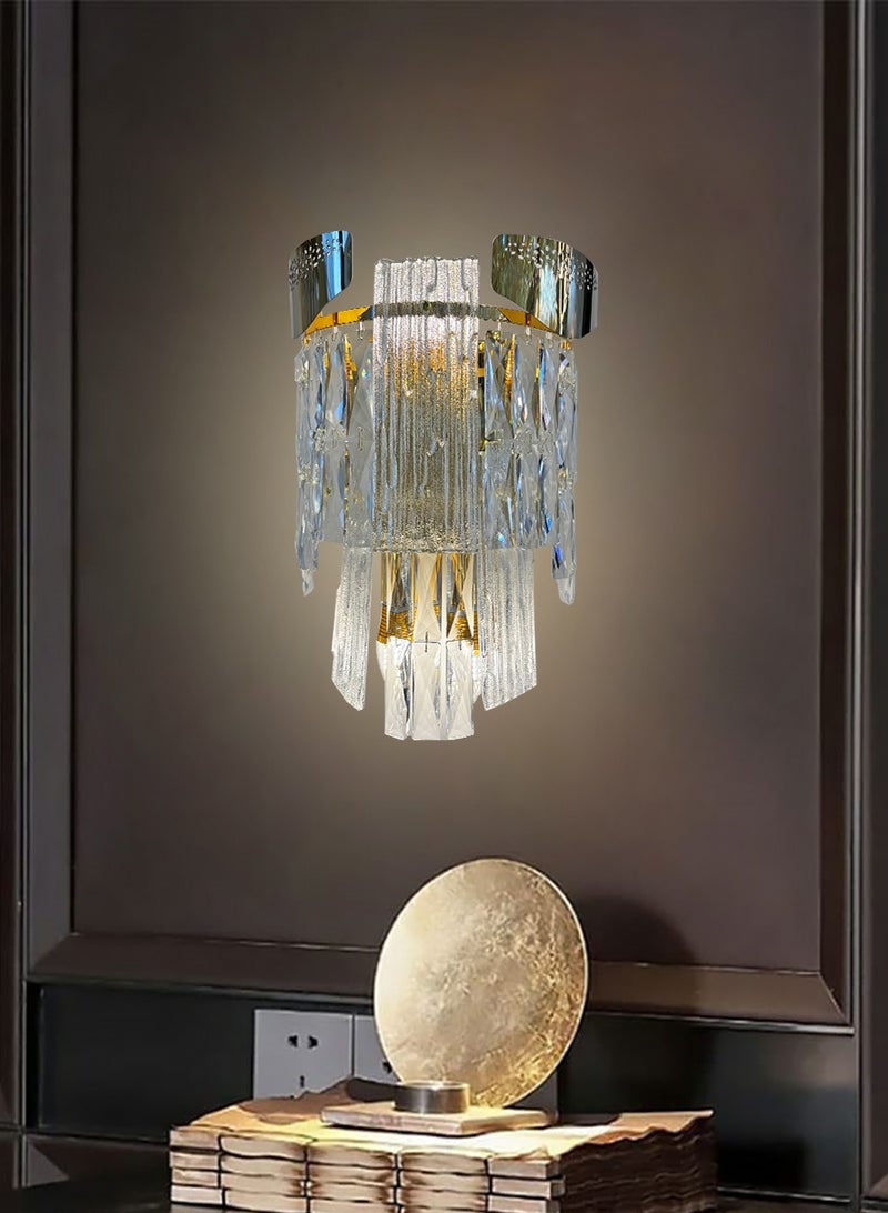 Modern Crystal Wall Lamp Gold for Living Room, Bedroom, Entryway, Hallway