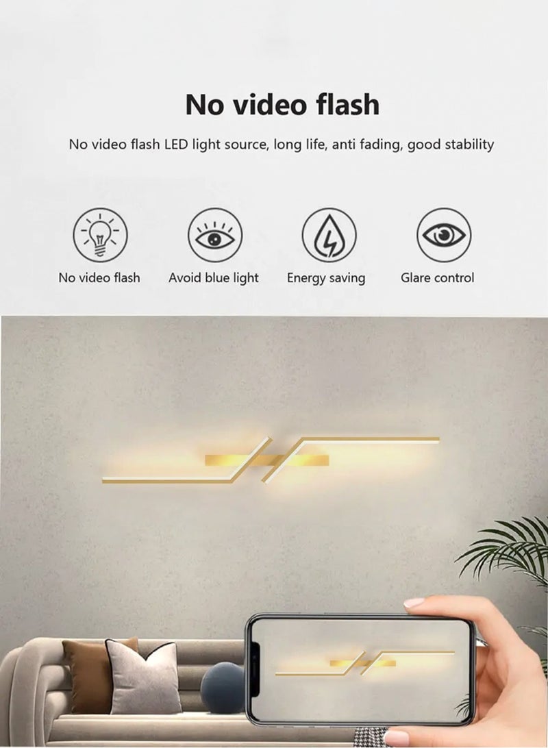 （Gold, 60CM，Three color temperatures）Modern Creative Strip Led Wall Lamp Minimalist Bedroom Bedside Wall Sconce Led Lights Living Room TV Sofa Background Wall Lamp