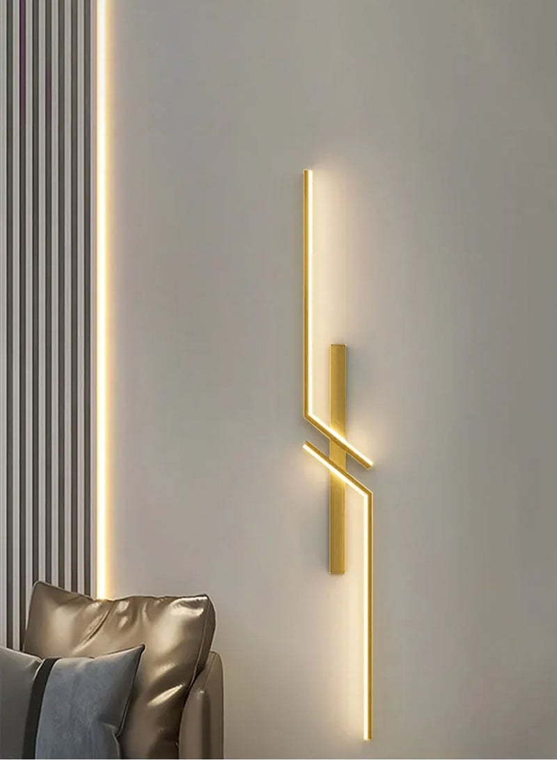 （Gold, 60CM，Three color temperatures）Modern Creative Strip Led Wall Lamp Minimalist Bedroom Bedside Wall Sconce Led Lights Living Room TV Sofa Background Wall Lamp