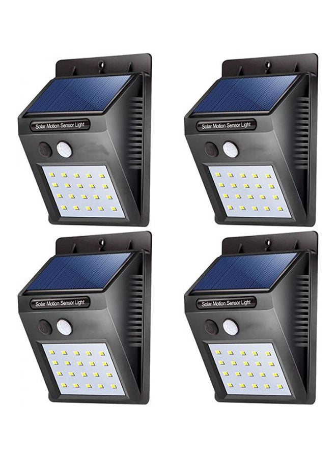 4 Pack Solar PIR Motion Sensor Wall Light Black/White 10 x 12cm