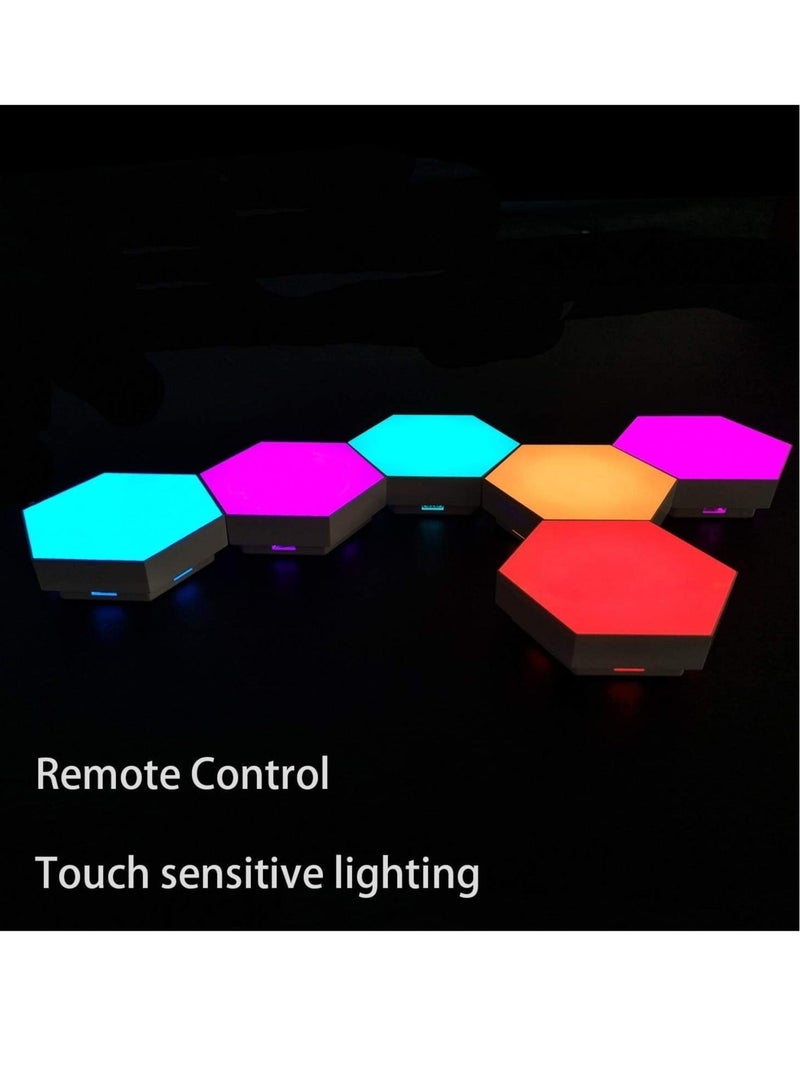 Remote Control Hexagon Wall Light,Smart Wall-Mounted Touch-Sensitive DIY Geometric Modular Assembled RGB led Colorful Light with USB-Power,Used in Bedroom,