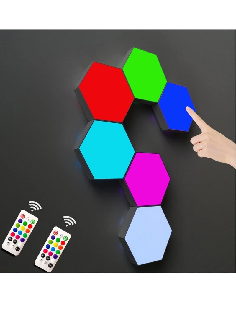 Remote Control Hexagon Wall Light,Smart Wall-Mounted Touch-Sensitive DIY Geometric Modular Assembled RGB led Colorful Light with USB-Power,Used in Bedroom,