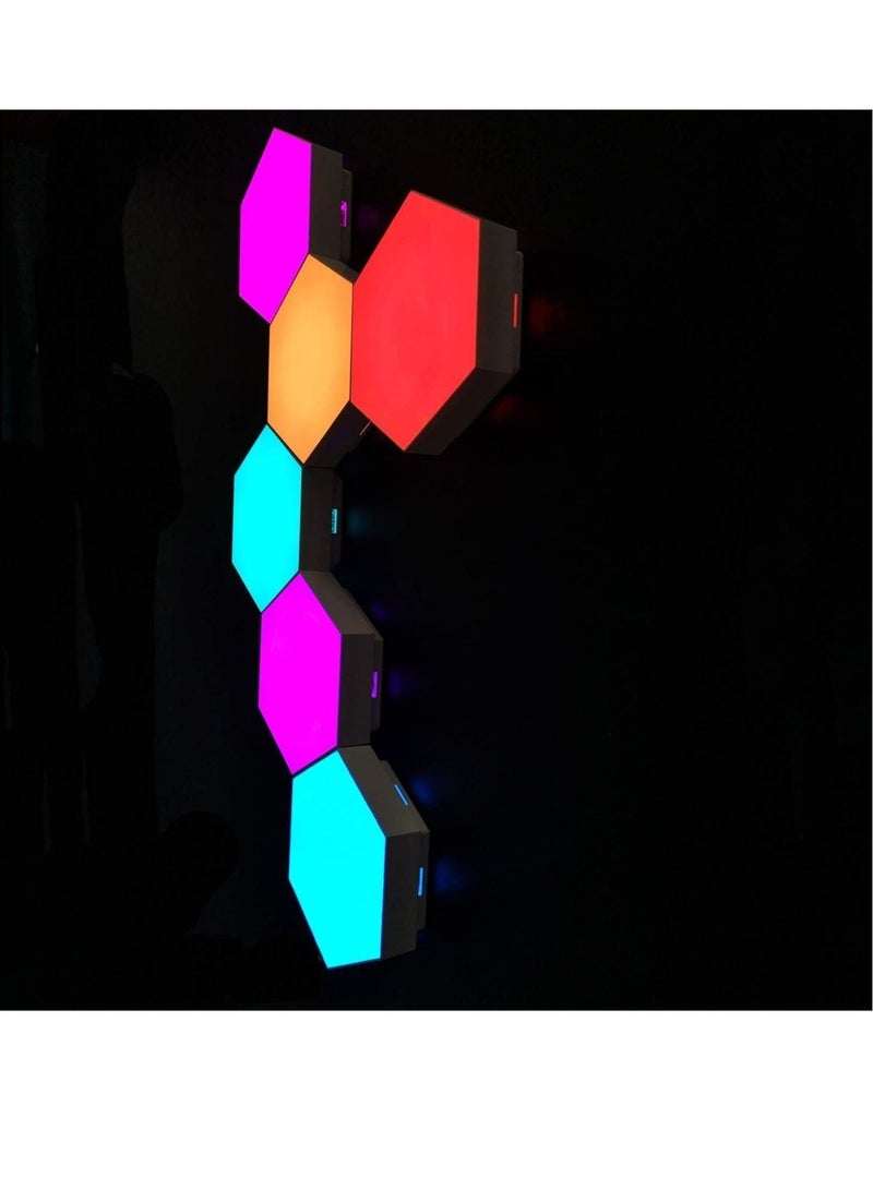 Remote Control Hexagon Wall Light,Smart Wall-Mounted Touch-Sensitive DIY Geometric Modular Assembled RGB led Colorful Light with USB-Power,Used in Bedroom,