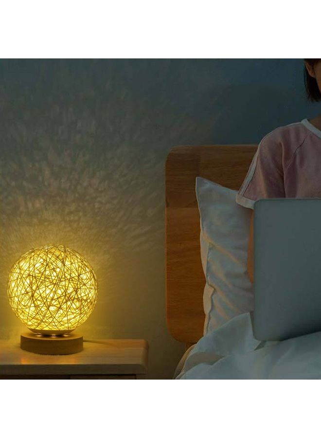 USB Powered Woven Moon Bedside LED Desk Lamp Warm White