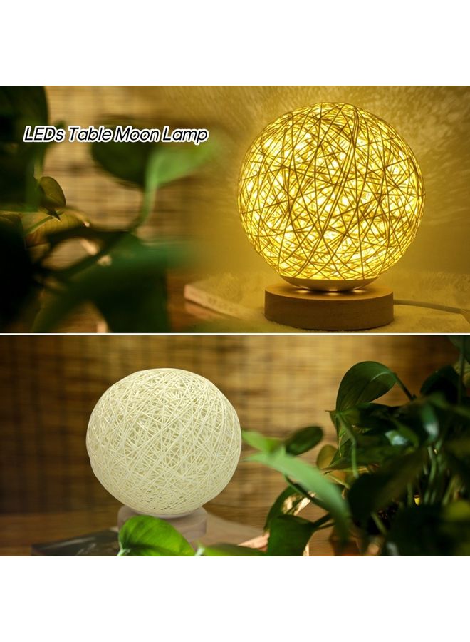 USB Powered Woven Moon Bedside LED Desk Lamp Warm White