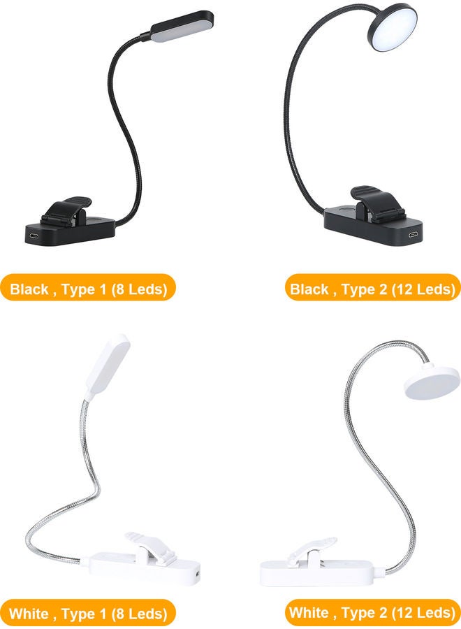 LED Flexible Clip On Eye-Caring Book Reading Lamp Light - Type 1 Black