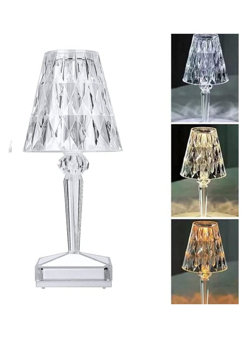 3 Color Changing Rechargeable Crystal Touch Control Small Table Lamp