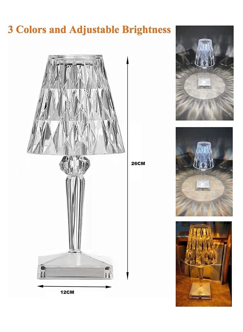 3 Color Changing Rechargeable Crystal Touch Control Small Table Lamp