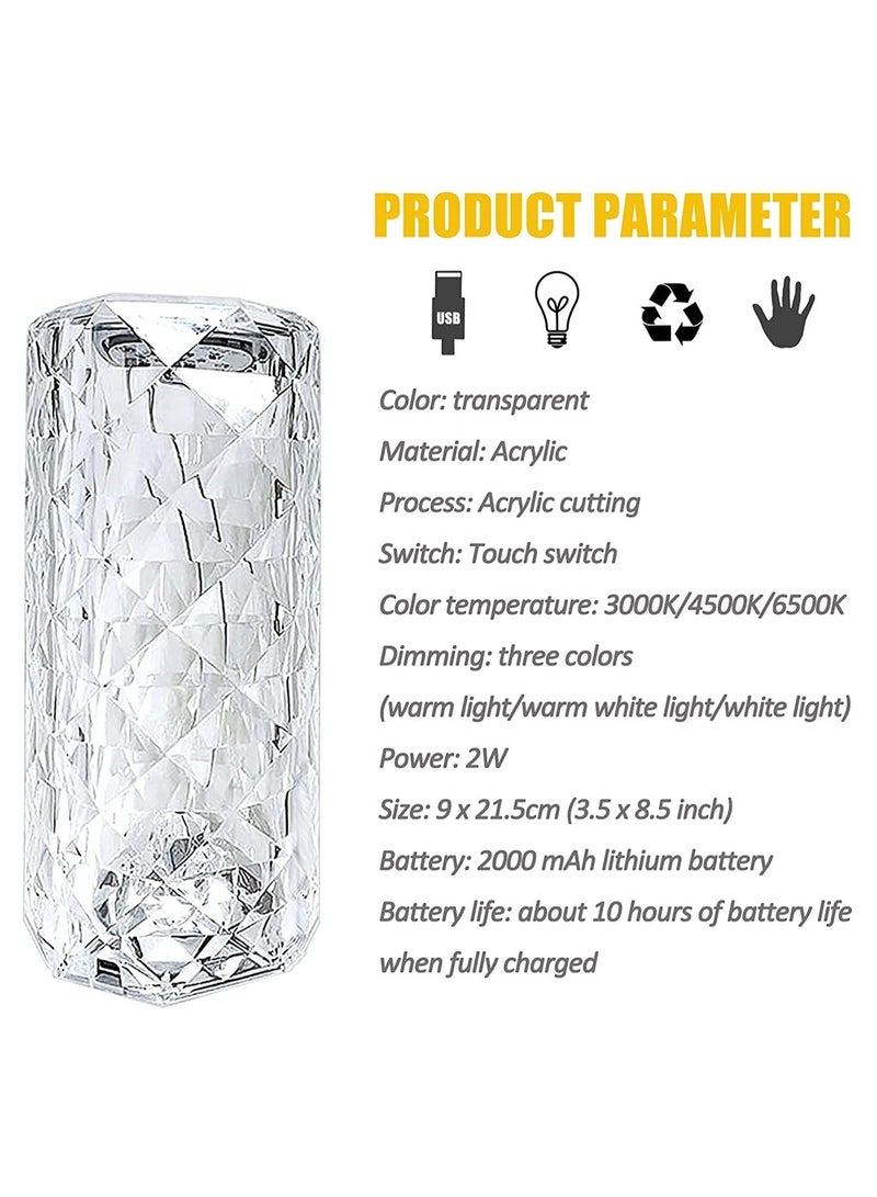 USB Rechargeable Table Touch And Remote Control Crystal Lamp