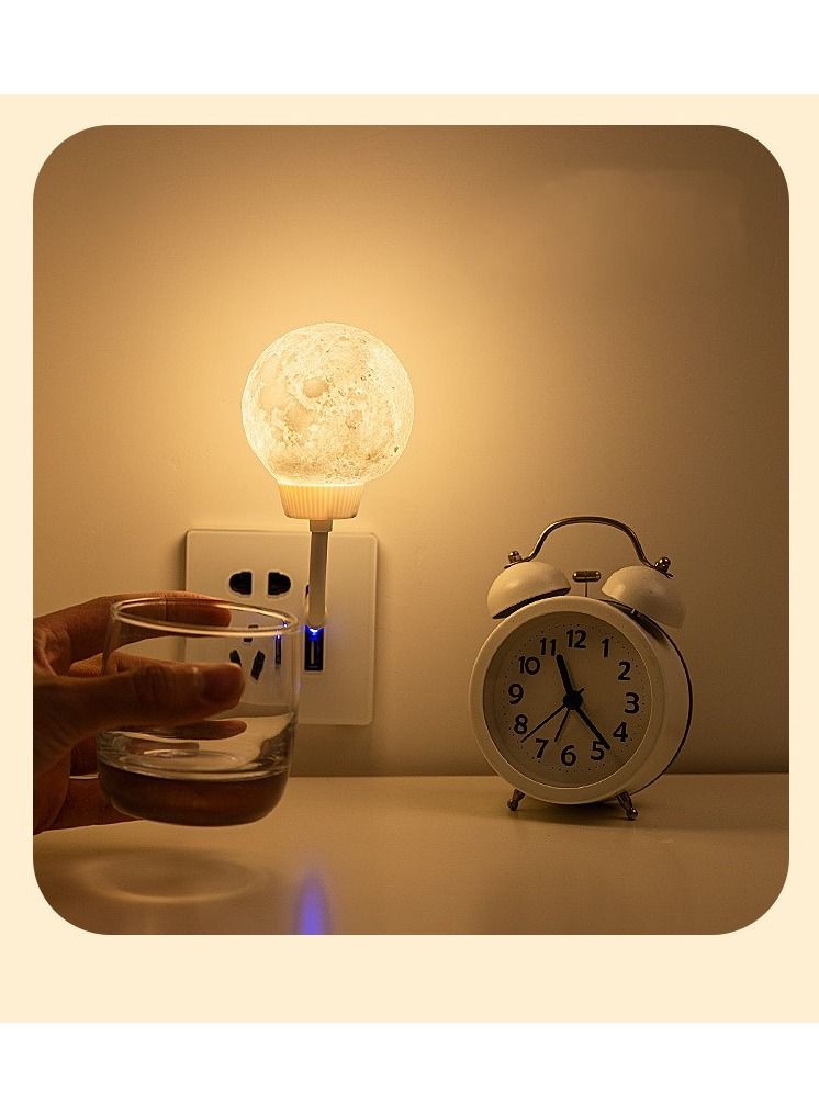 3D Printed Moon Dimmable Voice Control Night Light Yellow