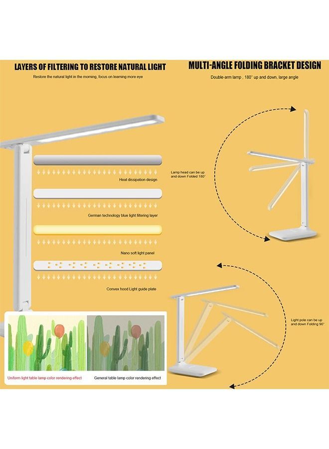 LED Desk Lamp Table lamp for Home Office Touch Control with Charging Port Third gear Dimming Foldable Reading Light Bedroom Bedside Eye Protection Night