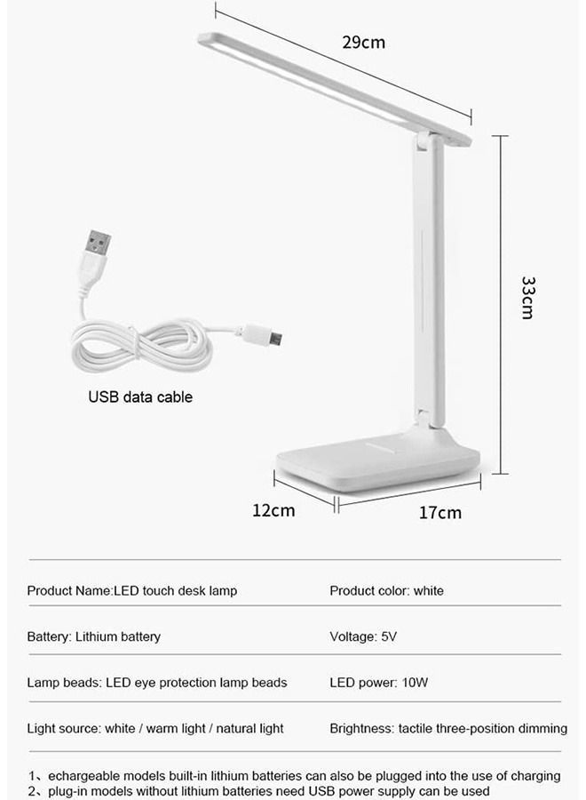 LED Desk Lamp Table lamp for Home Office Touch Control with Charging Port Third gear Dimming Foldable Reading Light Bedroom Bedside Eye Protection Night