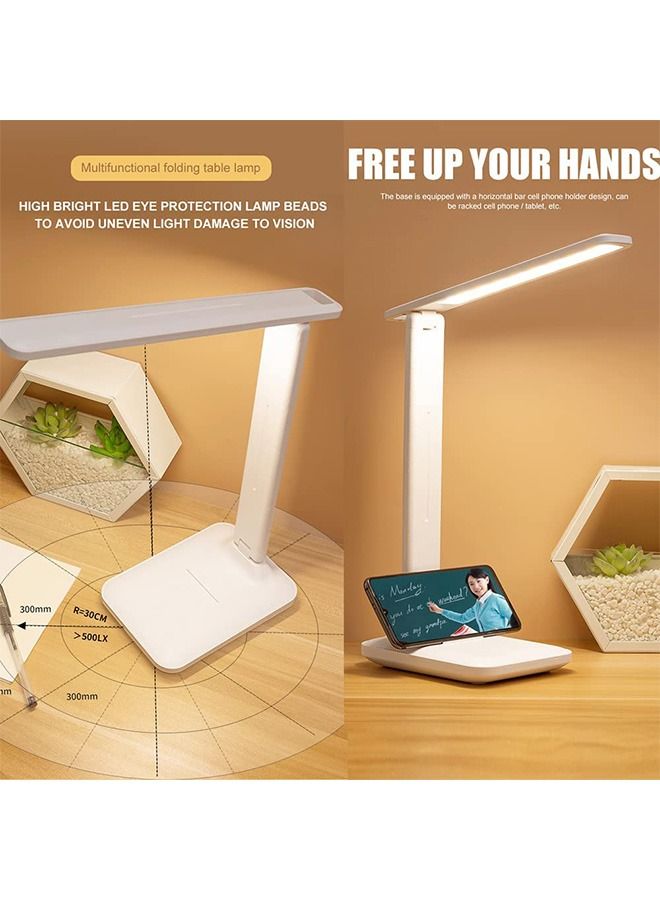 LED Desk Lamp Table lamp for Home Office Touch Control with Charging Port Third gear Dimming Foldable Reading Light Bedroom Bedside Eye Protection Night