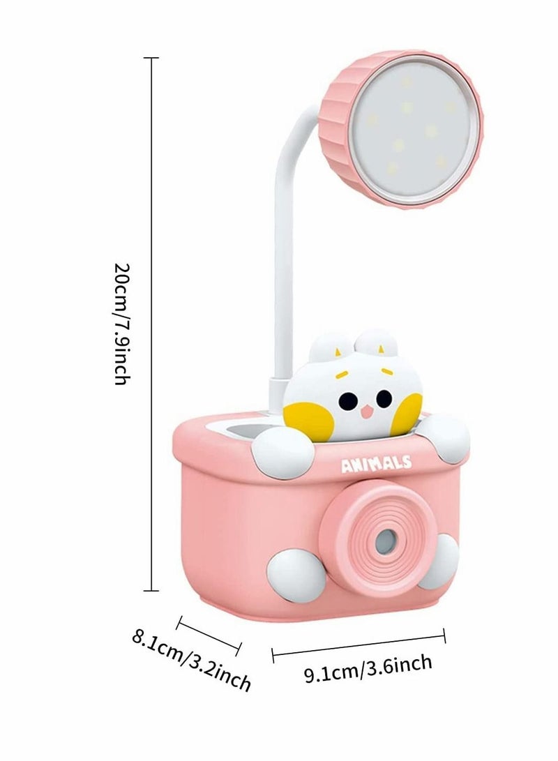 Desk Lamp, Small Cute Lamp for Kids, with Pencil Cutting and Pen Holder, 360° Flexible Gooseneck Eye Care USB Powered Bedside Table Reading, Study Home,Office