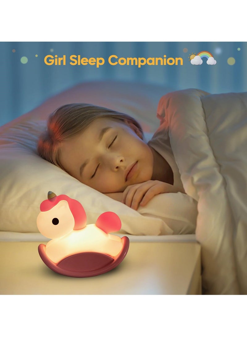 Unicorn Night Light for Kids, USB Charging, Touch Control, Dimmable Baby Light, Cute Silicone Nursery Lamp, Ideal Gift Girls and Boys