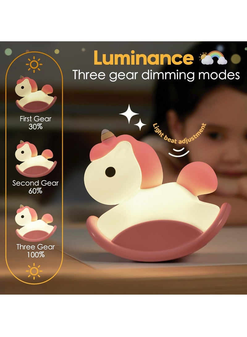 Unicorn Night Light for Kids, USB Charging, Touch Control, Dimmable Baby Light, Cute Silicone Nursery Lamp, Ideal Gift Girls and Boys