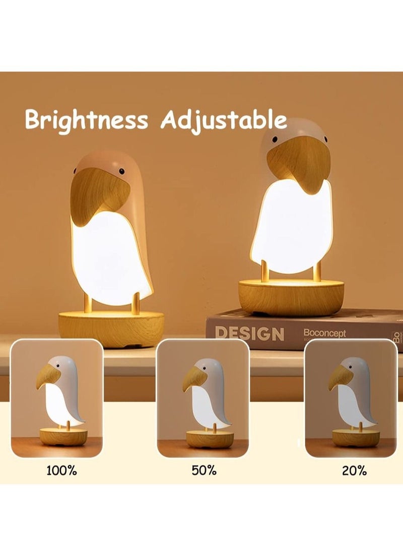 Cartoon Animal Toucan Bird Night Light, LED Charging Desk Lamp for Kids, Portable Creative Design Decorations Toys, Suitable Kids Girls Teenages