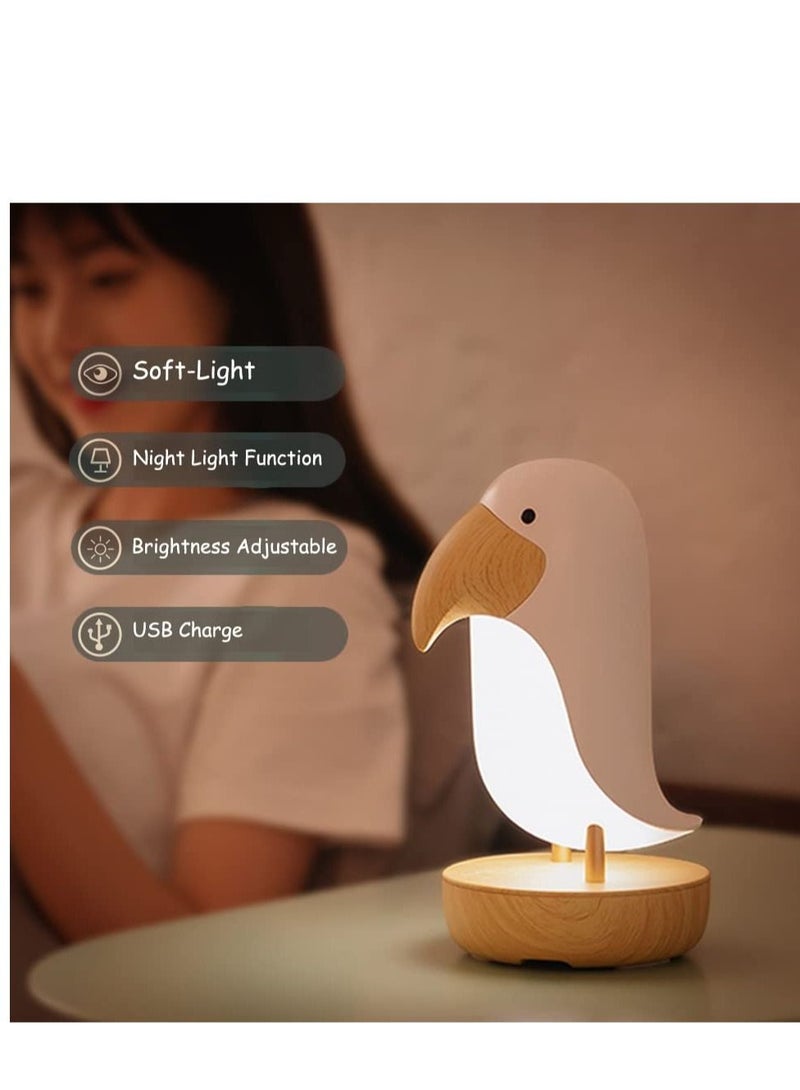 Cartoon Animal Toucan Bird Night Light, LED Charging Desk Lamp for Kids, Portable Creative Design Decorations Toys, Suitable Kids Girls Teenages