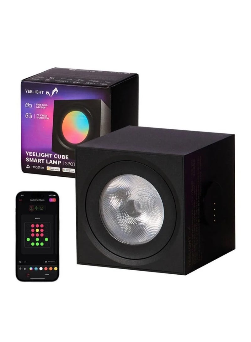 YEELIGHT Spot Light Extension for Cube Smart Lamp, 16 Million Colors Option, RGBIC Individual Addressable, Dynamic Lighting, Music Flow, WiFi Connected, APP Control, for Bedroom, Living Room