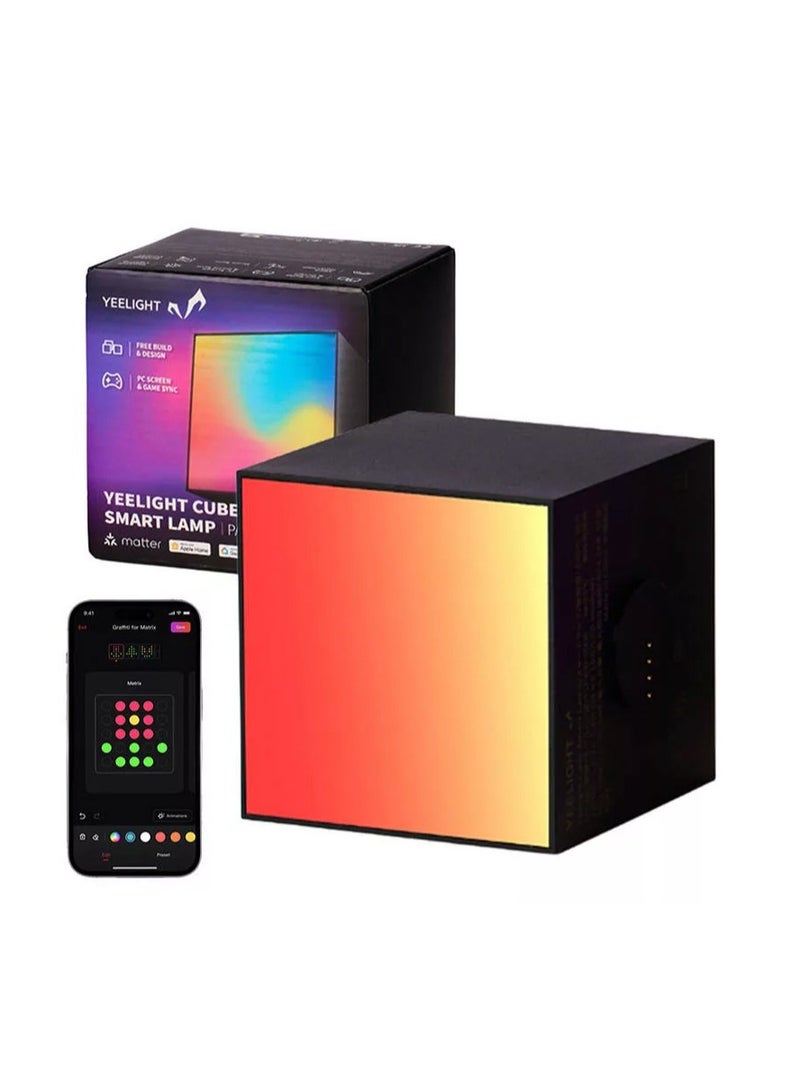 YEELIGHT Cube Smart Lamp Panel-Rooted Base Black, 16 Million Colors Option, RGBIC Individual Addressable, Dynamic Lighting, Music Flow, WiFi Connected, APP Control, for Bedroom, Living Room, Cube*1