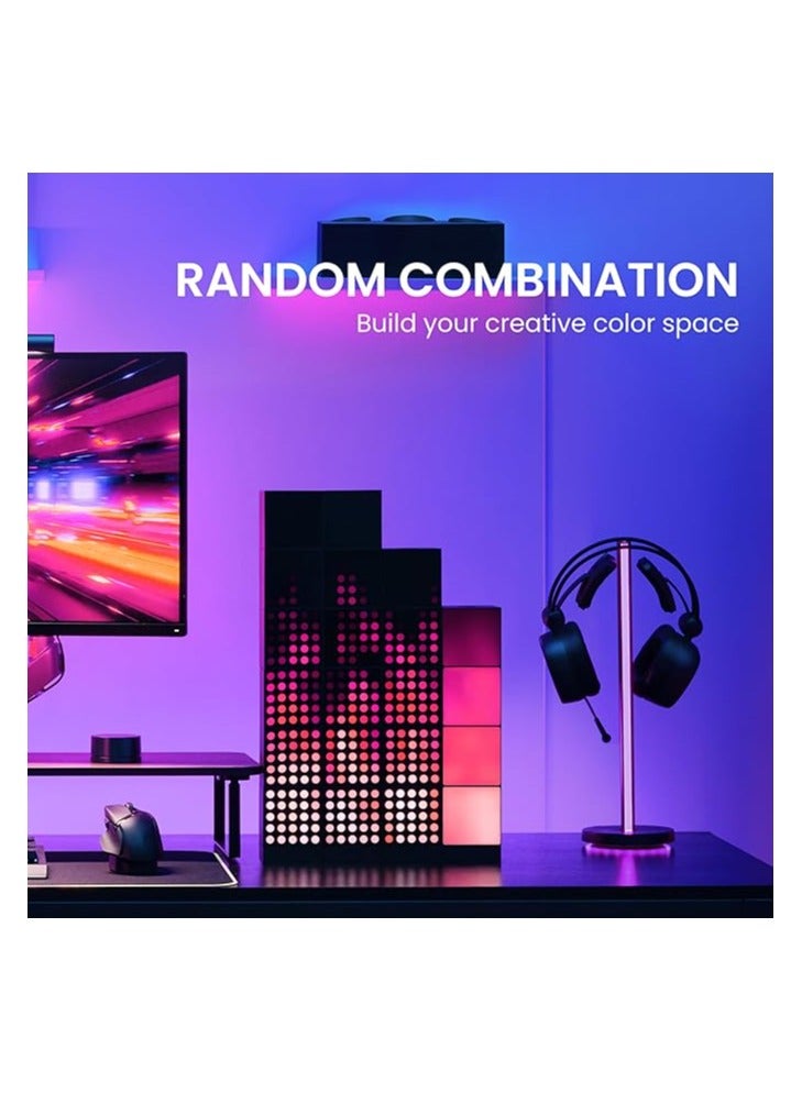 YEELIGHT Cube Smart Lamp Panel-Rooted Base Black, 16 Million Colors Option, RGBIC Individual Addressable, Dynamic Lighting, Music Flow, WiFi Connected, APP Control, for Bedroom, Living Room, Cube*1