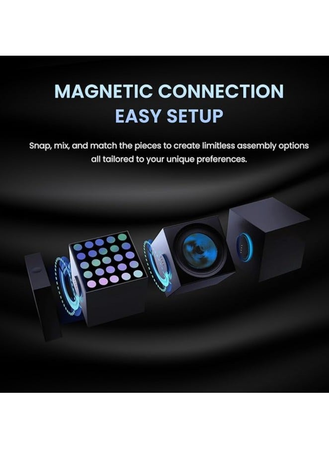 YEELIGHT Cube Smart Lamp Panel-Rooted Base Black, 16 Million Colors Option, RGBIC Individual Addressable, Dynamic Lighting, Music Flow, WiFi Connected, APP Control, for Bedroom, Living Room, Cube*1