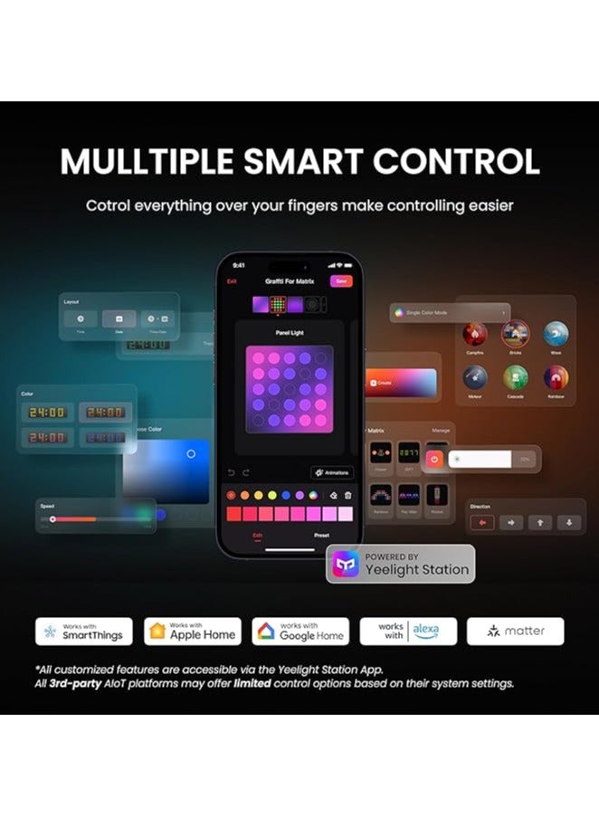YEELIGHT Cube Smart Lamp Panel-Rooted Base Black, 16 Million Colors Option, RGBIC Individual Addressable, Dynamic Lighting, Music Flow, WiFi Connected, APP Control, for Bedroom, Living Room, Cube*1