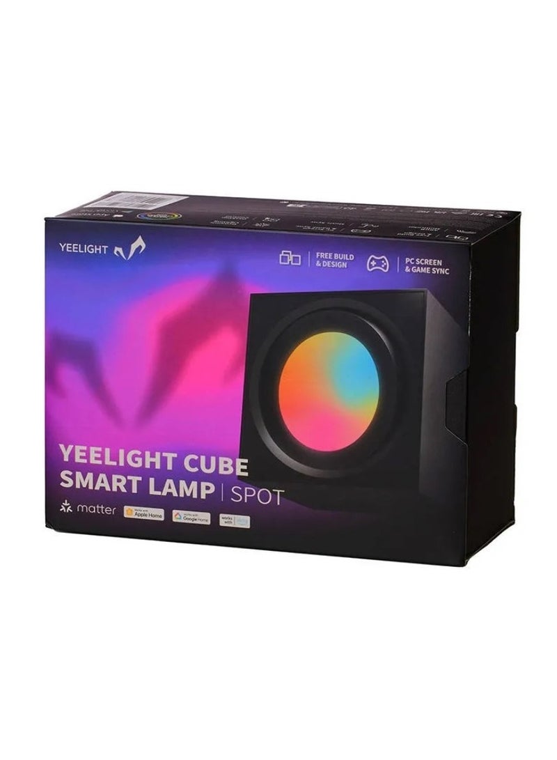 Yeelight Cube Smart Lamp Spot Black | 16 Million Colors Option, RGBIC Individual Addressable, Dynamic Lighting, Music Flow, WiFi Connected, APP Control, for Bedroom, Living Room