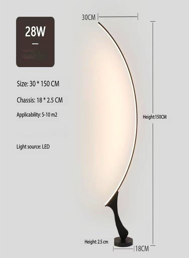 Classic Temperature & Step Less Dimmable Brightness Minimalist Arc Standing Floor Lamp LED Light Corner Lamp Suitable for Study Living Room Bedroom Office Lounge 30x150 cm