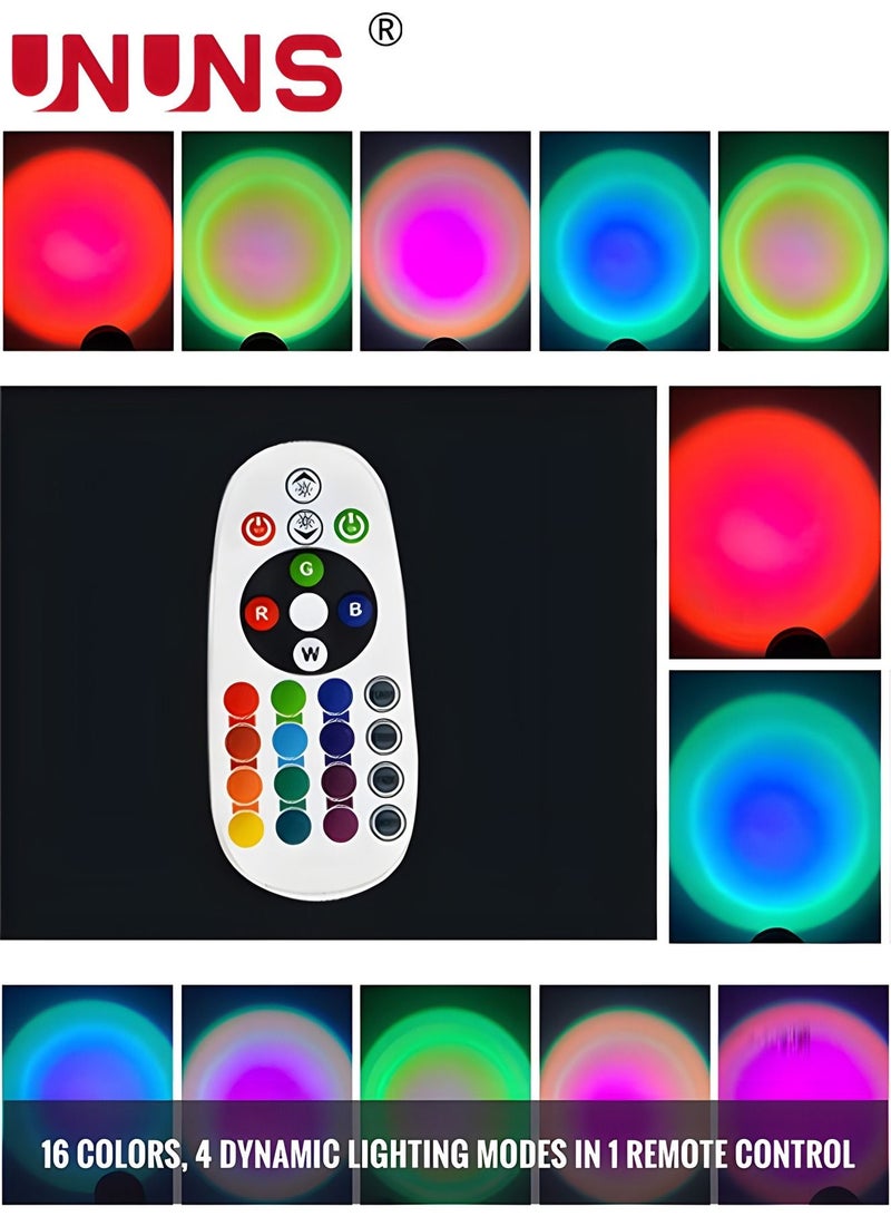 LED Sunset Lamp,16 Colors LED Sunset Projection Lamp Remote Control,Sunset Lamp Projector 360 Degree Rotation,APP Control Multicolor Sunset Projection Lights