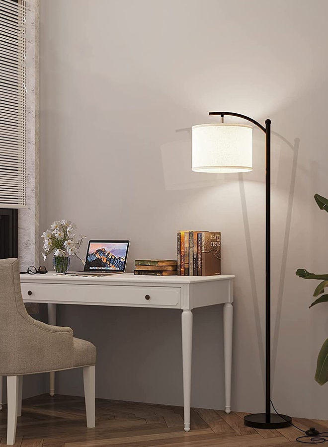 Modern Retro Atmosphere Standing Floor Lamp LED Three-Color Adjustable Hanging Linen Lampshade