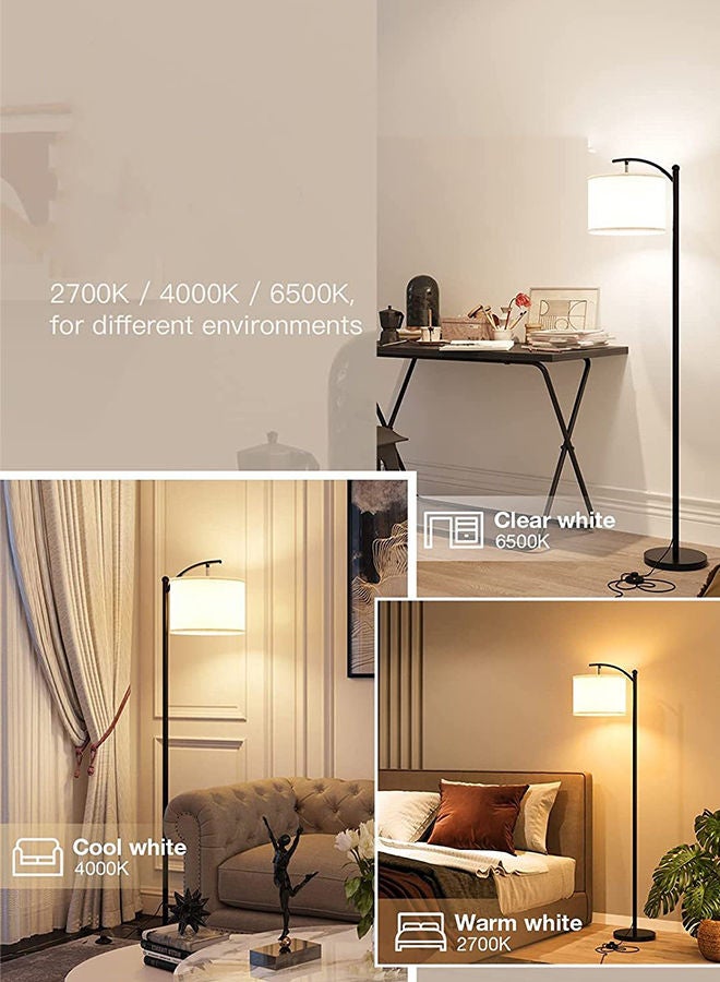 Modern Retro Atmosphere Standing Floor Lamp LED Three-Color Adjustable Hanging Linen Lampshade