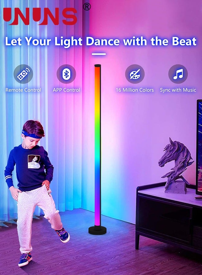 LED Corner Floor Lamp,RGB Color Changing Floor Lamp With Music Sync,Splice Type Standing Mood Light With Remote And App Control,  For Living Room Gaming Room Bedroom