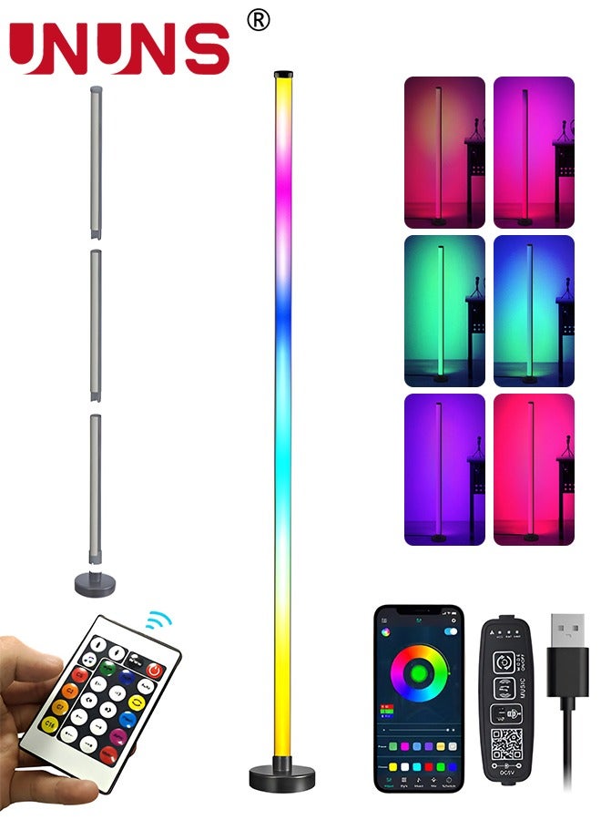 LED Corner Floor Lamp,RGB Color Changing Floor Lamp With Music Sync,Splice Type Standing Mood Light With Remote And App Control,  For Living Room Gaming Room Bedroom