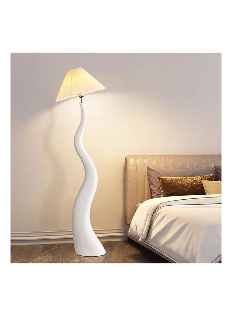 Twisted Pleated Floor Lamp, Curved Floor Standing Lamp with Pleated Lampshade LED Tricolored Bulb Plug, Side Standing Floor Light for Living room, Bedroom, Home, Office Decor.
