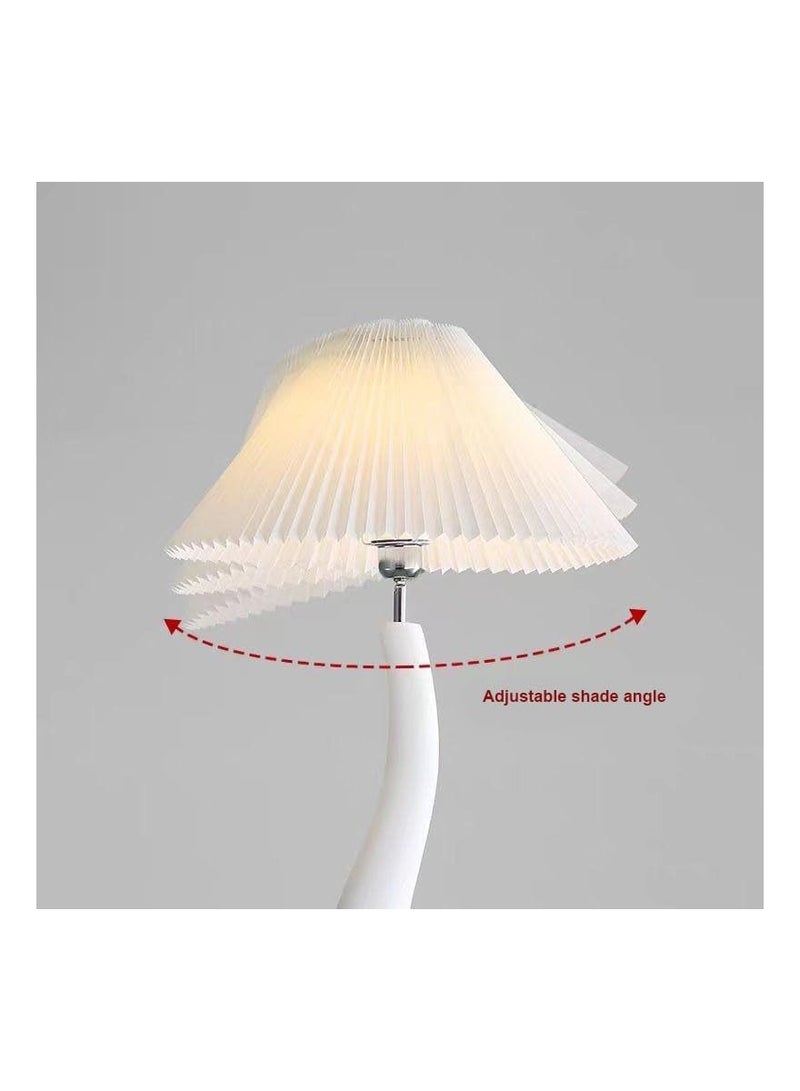 Twisted Pleated Floor Lamp, Curved Floor Standing Lamp with Pleated Lampshade LED Tricolored Bulb Plug, Side Standing Floor Light for Living room, Bedroom, Home, Office Decor.