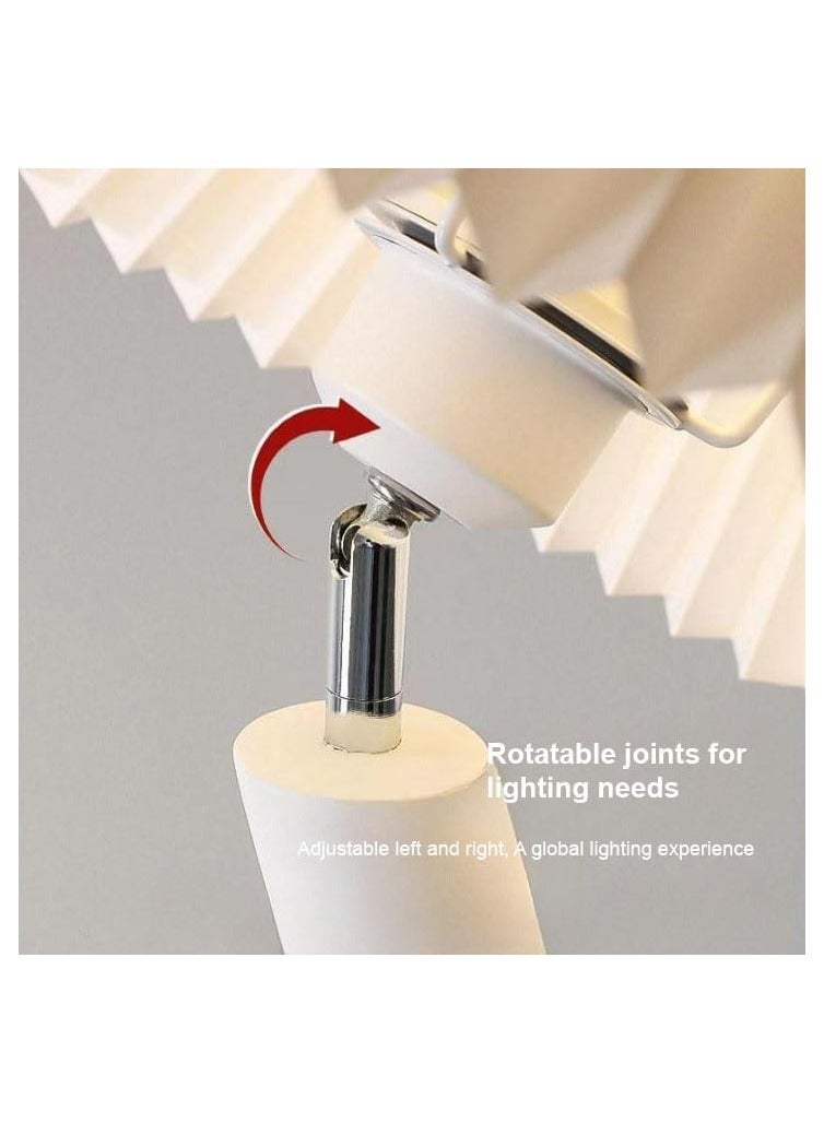 Twisted Pleated Floor Lamp, Curved Floor Standing Lamp with Pleated Lampshade LED Tricolored Bulb Plug, Side Standing Floor Light for Living room, Bedroom, Home, Office Decor.