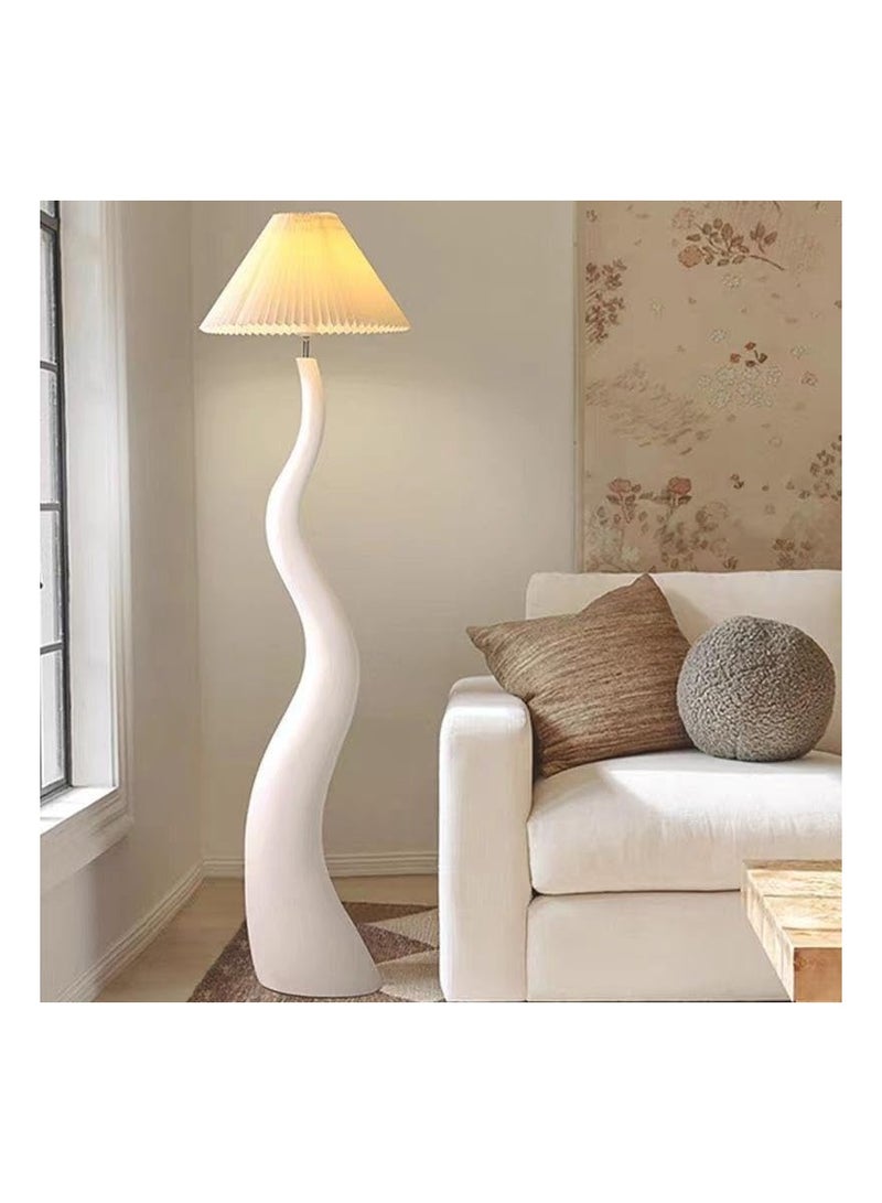 Twisted Pleated Floor Lamp, Curved Floor Standing Lamp with Pleated Lampshade LED Tricolored Bulb Plug, Side Standing Floor Light for Living room, Bedroom, Home, Office Decor.