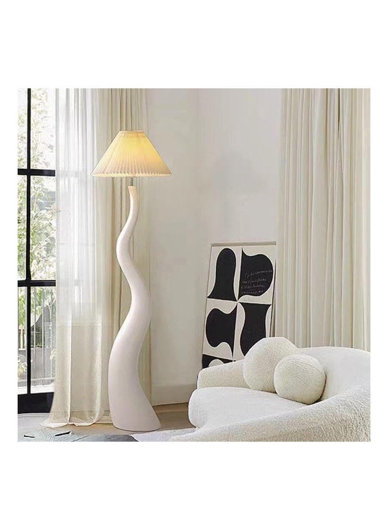 Twisted Pleated Floor Lamp, Curved Floor Standing Lamp with Pleated Lampshade LED Tricolored Bulb Plug, Side Standing Floor Light for Living room, Bedroom, Home, Office Decor.