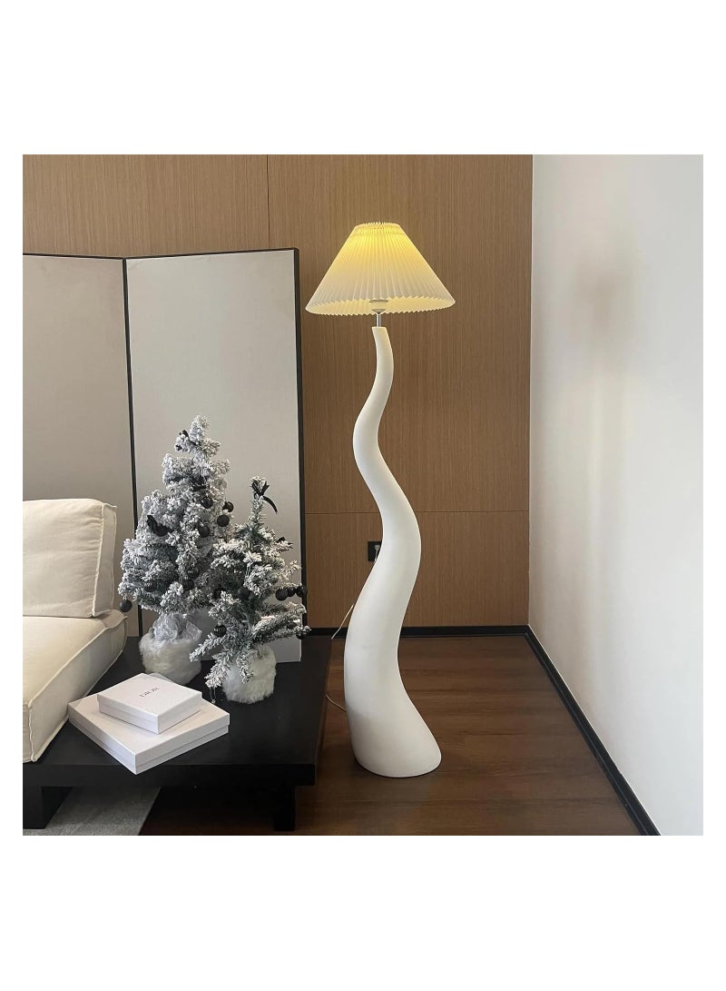 Twisted Pleated Floor Lamp, Curved Floor Standing Lamp with Pleated Lampshade LED Tricolored Bulb Plug, Side Standing Floor Light for Living room, Bedroom, Home, Office Decor.