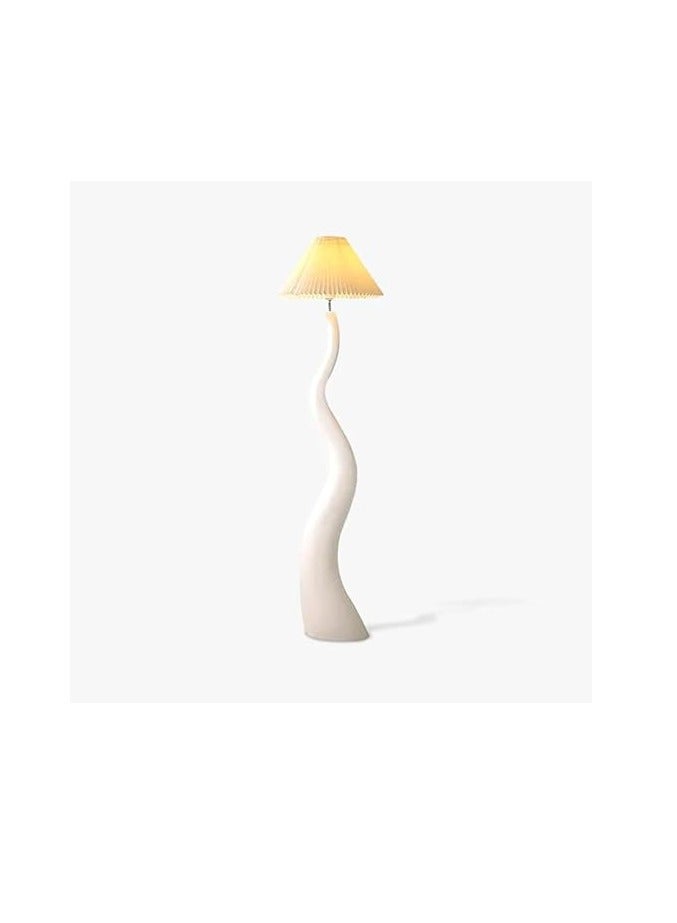 Twisted Pleated Floor Lamp, Curved Floor Standing Lamp with Pleated Lampshade LED Tricolored Bulb Plug, Side Standing Floor Light for Living room, Bedroom, Home, Office Decor.