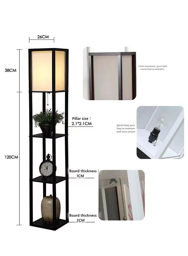 With Shelf Remote Control Switch Atmospheric Standing Floor Lamp LED Light Source White Linen Textured Lampshade