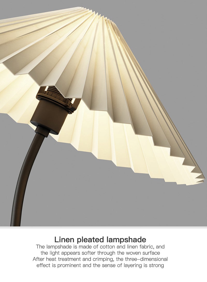 With Shelf Coffee Tray Creative Modern Iron Atmosphere Standing Floor Lamp LED Three-Color Adjustable Pleated Lampshade