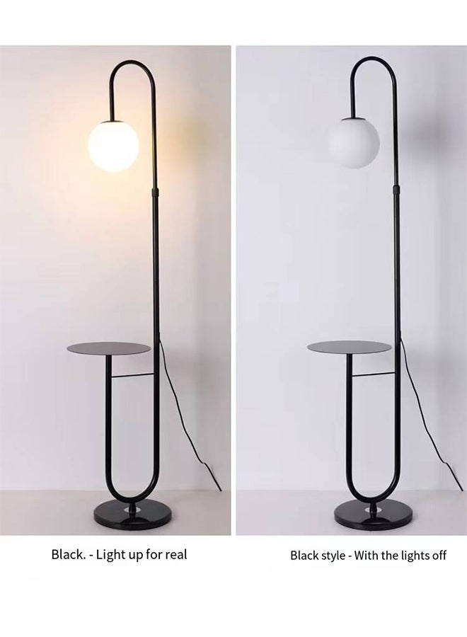 Nordic Modern Iron Atmosphere Standing Floor Lamp With Shelf Glass Lampshade With Coffee Tray