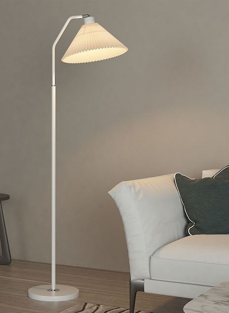 Modern Luxury Straight Pole Atmosphere Standing Floor Lamp Pleated Lampshade LED Three-Tone Lighting