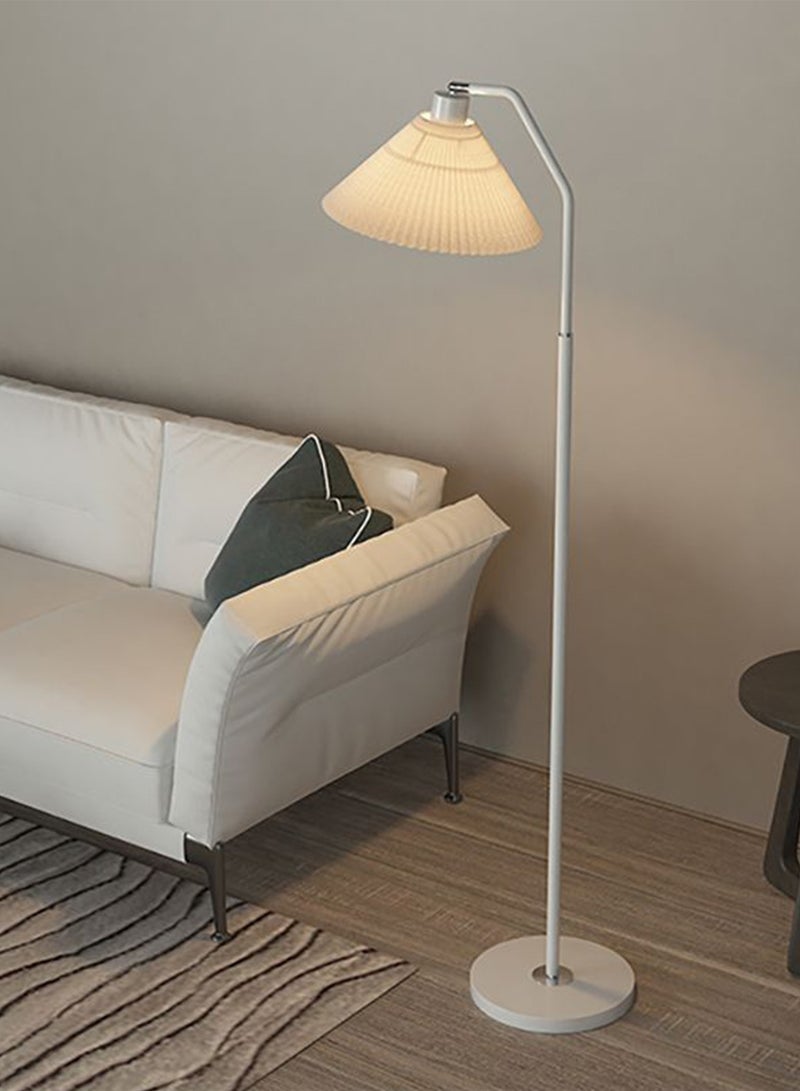 Modern Luxury Straight Pole Atmosphere Standing Floor Lamp Pleated Lampshade LED Three-Tone Lighting