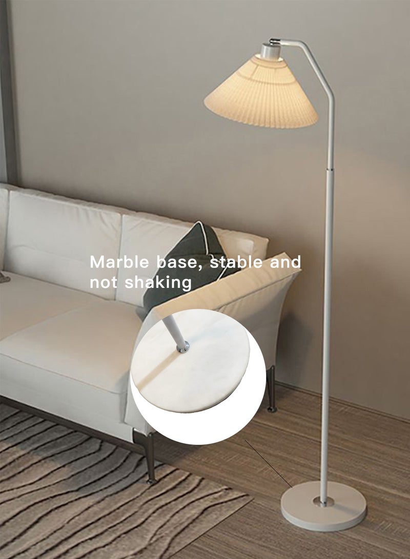 Modern Luxury Straight Pole Atmosphere Standing Floor Lamp Pleated Lampshade LED Three-Tone Lighting