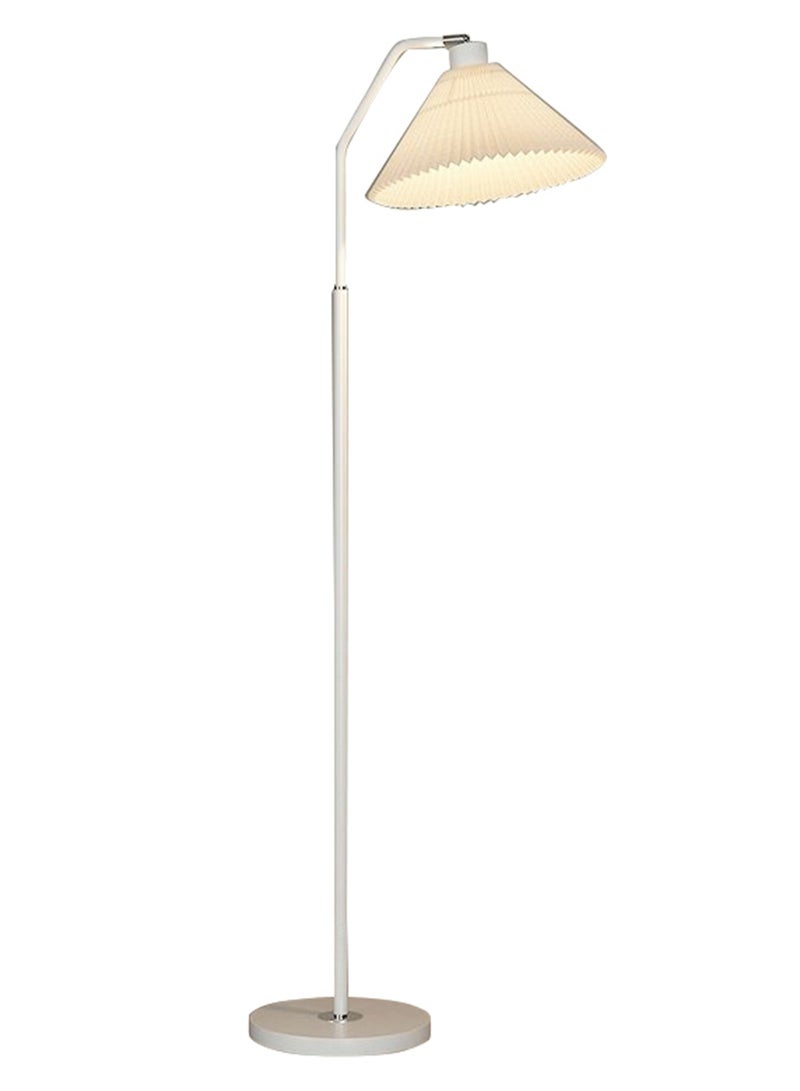 Modern Luxury Straight Pole Atmosphere Standing Floor Lamp Pleated Lampshade LED Three-Tone Lighting